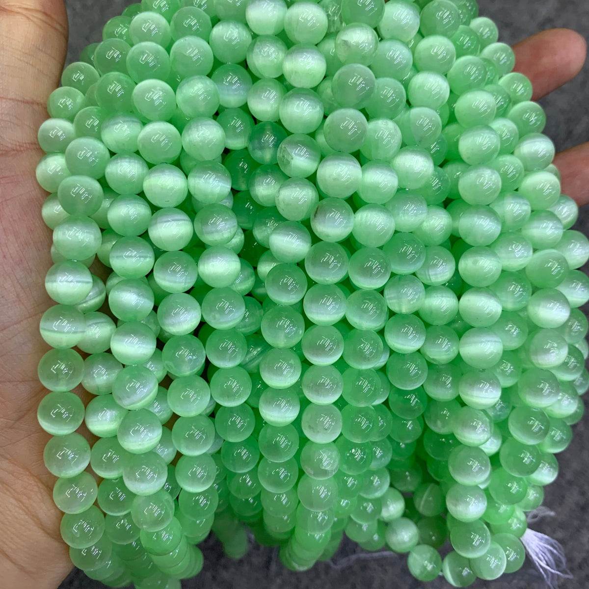 Natural Green Selenite Round Bead Selenite Loose Beads Gemstone Beads Green Selenite Gemstone Loose Bead 6mm 8mm 15.5 Inch AAA