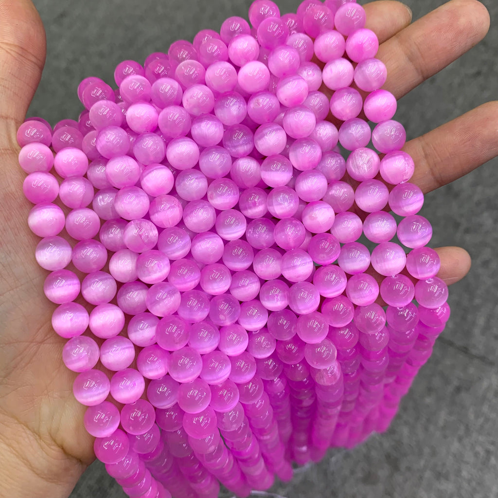 Natural Purple Selenite Round Bead Selenite Loose Beads Gemstone Beads Purple Selenite Gemstone Loose Bead 6mm 8mm 10mm 15.5 Inch AAA