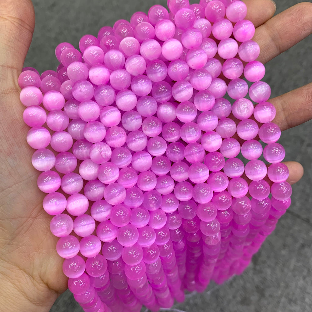 Natural Purple Selenite Round Bead Selenite Loose Beads Gemstone Beads Purple Selenite Gemstone Loose Bead 6mm 8mm 10mm 15.5 Inch AAA