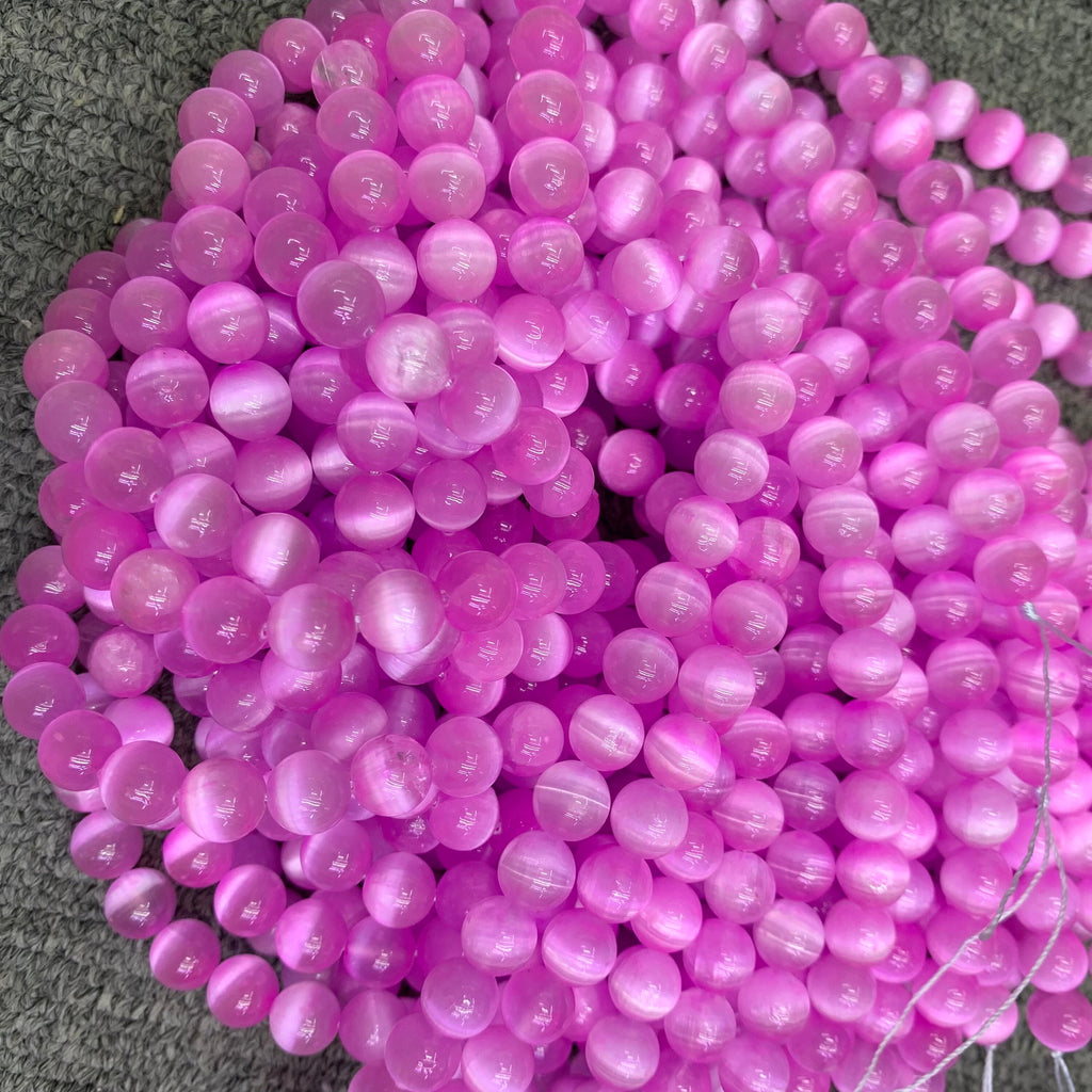 Natural Purple Selenite Round Bead Selenite Loose Beads Gemstone Beads Purple Selenite Gemstone Loose Bead 6mm 8mm 10mm 15.5 Inch AAA