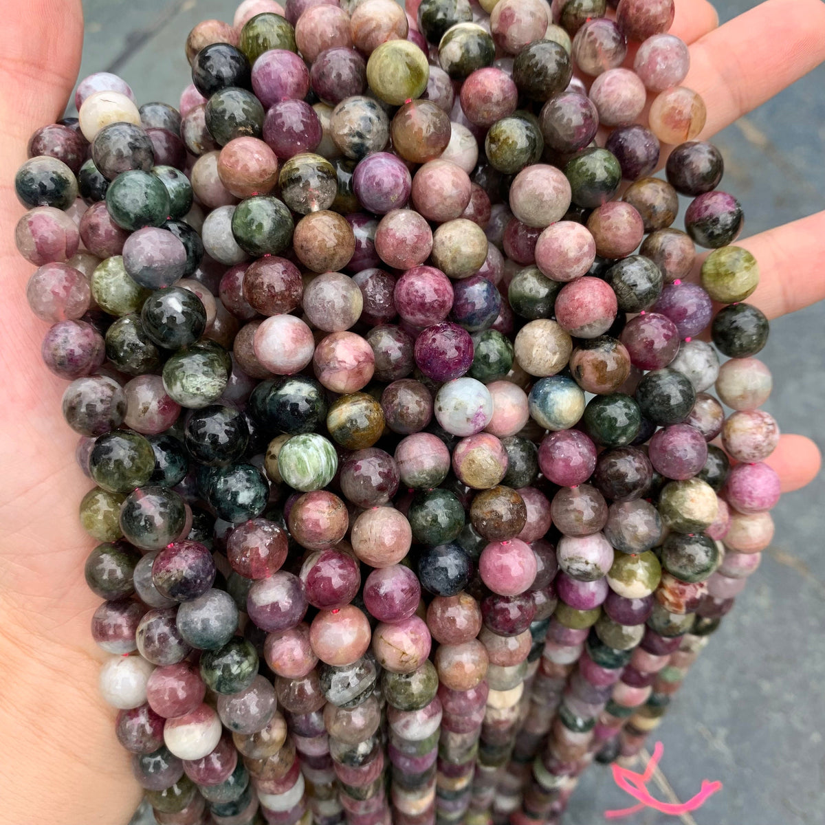 Natura Tourmaline Round Beads Bead 6mm 9mm 12mm Multi Color Tourmaline Gemstones Loose Bead for Jewelry Making 15.5 Inch Strand AAA