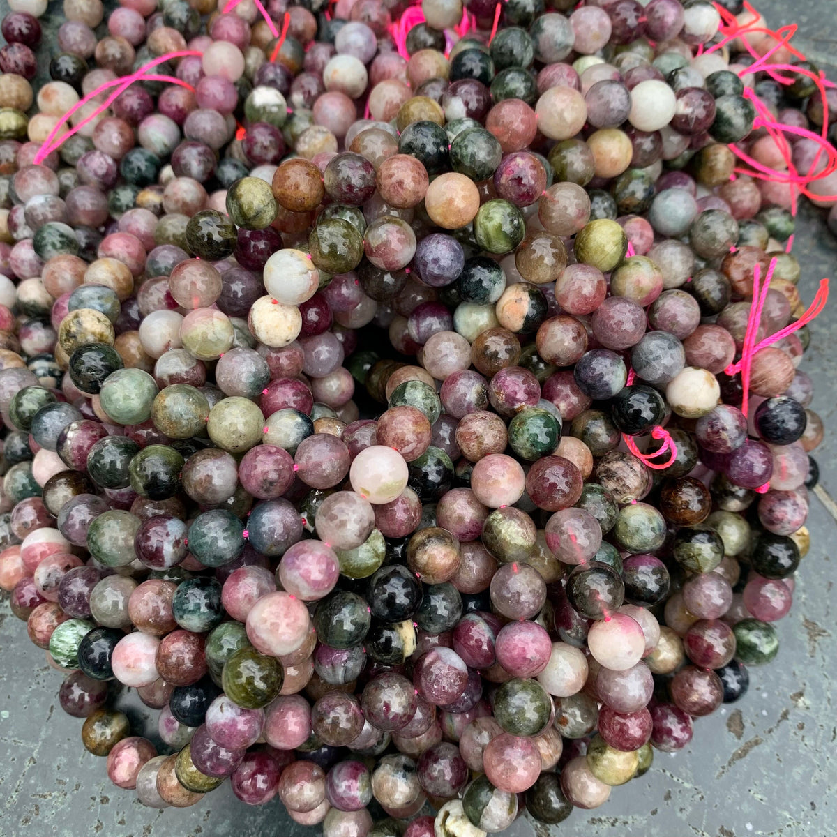 Natura Tourmaline Round Beads Bead 6mm 9mm 12mm Multi Color Tourmaline Gemstones Loose Bead for Jewelry Making 15.5 Inch Strand AAA