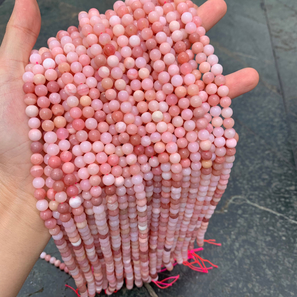 Natural Pink Opal Round Beads 6mm 8mm 10mm Gemstone Round Loose Pink Opal Stone Beads for Jewelry DIY Making Strand 15.5" Garde AAA