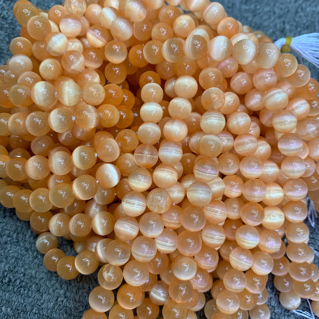 Natural Orange Selenite Round Bead Selenite Loose Beads Gemstone Beads  Orange Selenite Gemstone Loose Bead 6mm 8mm 15.5 Inch AAA