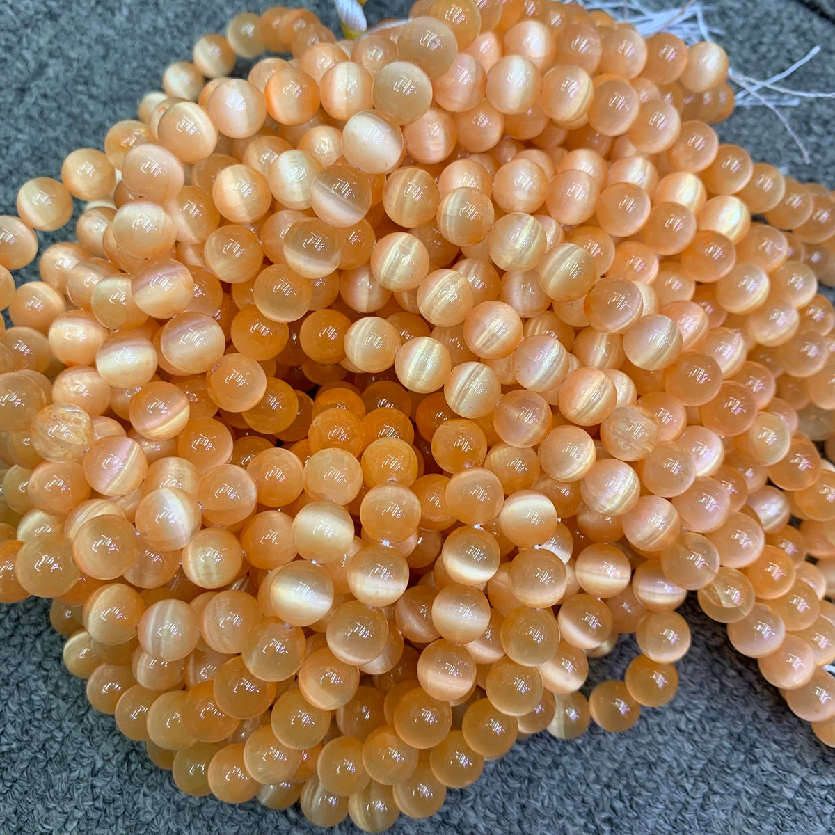 Natural Orange Selenite Round Bead Selenite Loose Beads Gemstone Beads  Orange Selenite Gemstone Loose Bead 6mm 8mm 15.5 Inch AAA