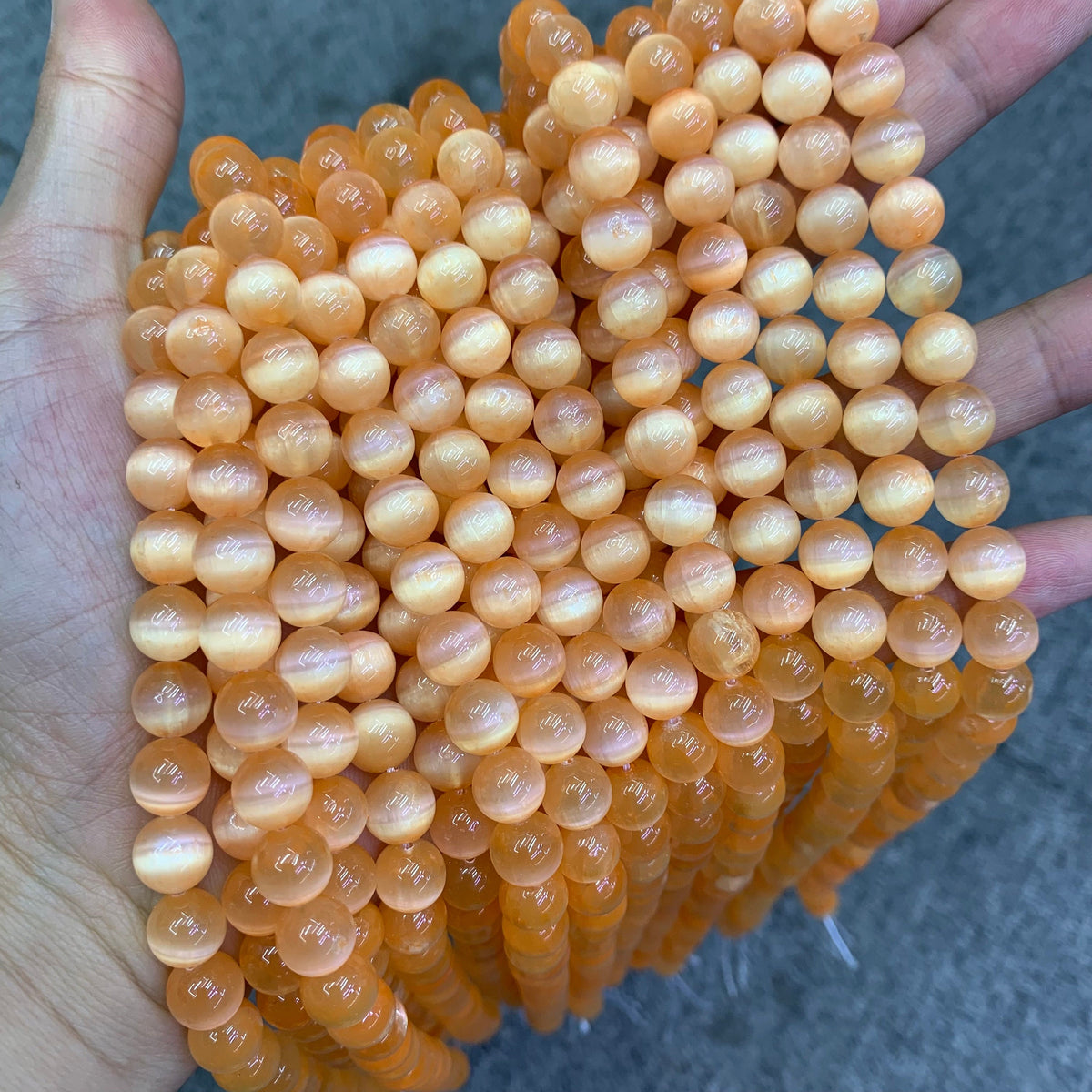Natural Orange Selenite Round Bead Selenite Loose Beads Gemstone Beads  Orange Selenite Gemstone Loose Bead 6mm 8mm 15.5 Inch AAA