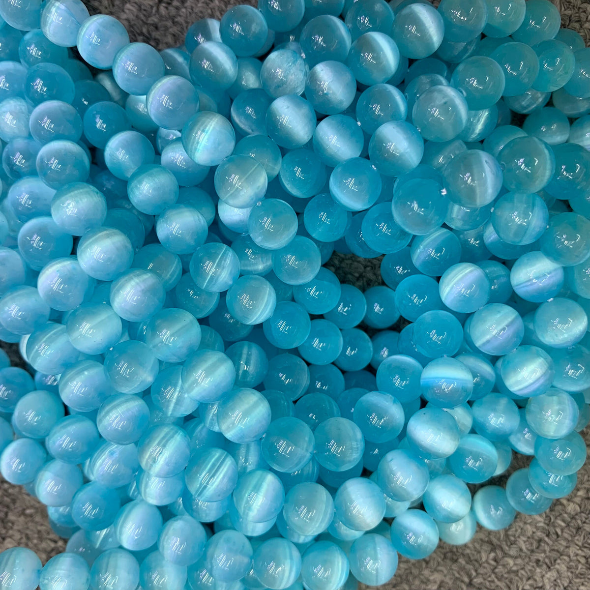 Natural Blue Selenite Round Bead Selenite Loose Beads Gemstone Beads Blue Selenite Gemstone Loose Bead 6mm 8mm 10mm 15.5 Inch AAA