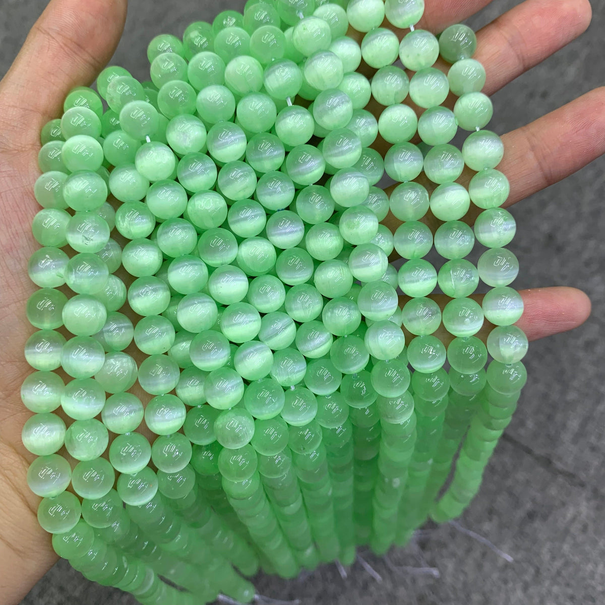 Natural Green Selenite Round Bead Selenite Loose Beads Gemstone Beads Green Selenite Gemstone Loose Bead 6mm 8mm 15.5 Inch AAA