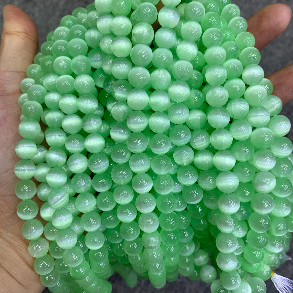 Natural Green Selenite Round Bead Selenite Loose Beads Gemstone Beads Green Selenite Gemstone Loose Bead 6mm 8mm 15.5 Inch AAA