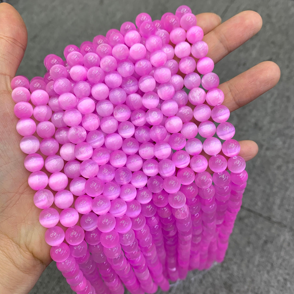 Natural Purple Selenite Round Bead Selenite Loose Beads Gemstone Beads Purple Selenite Gemstone Loose Bead 6mm 8mm 10mm 15.5 Inch AAA