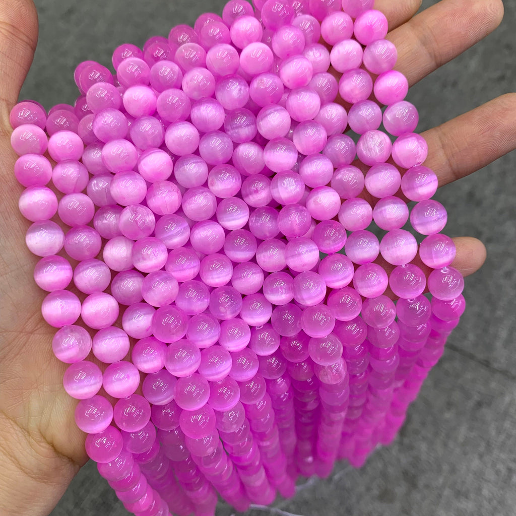 Natural Purple Selenite Round Bead Selenite Loose Beads Gemstone Beads Purple Selenite Gemstone Loose Bead 6mm 8mm 10mm 15.5 Inch AAA