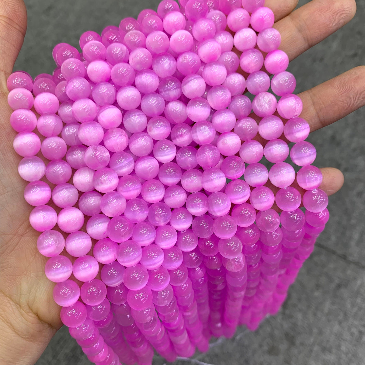 Natural Purple Selenite Round Bead Selenite Loose Beads Gemstone Beads Purple Selenite Gemstone Loose Bead 6mm 8mm 10mm 15.5 Inch AAA