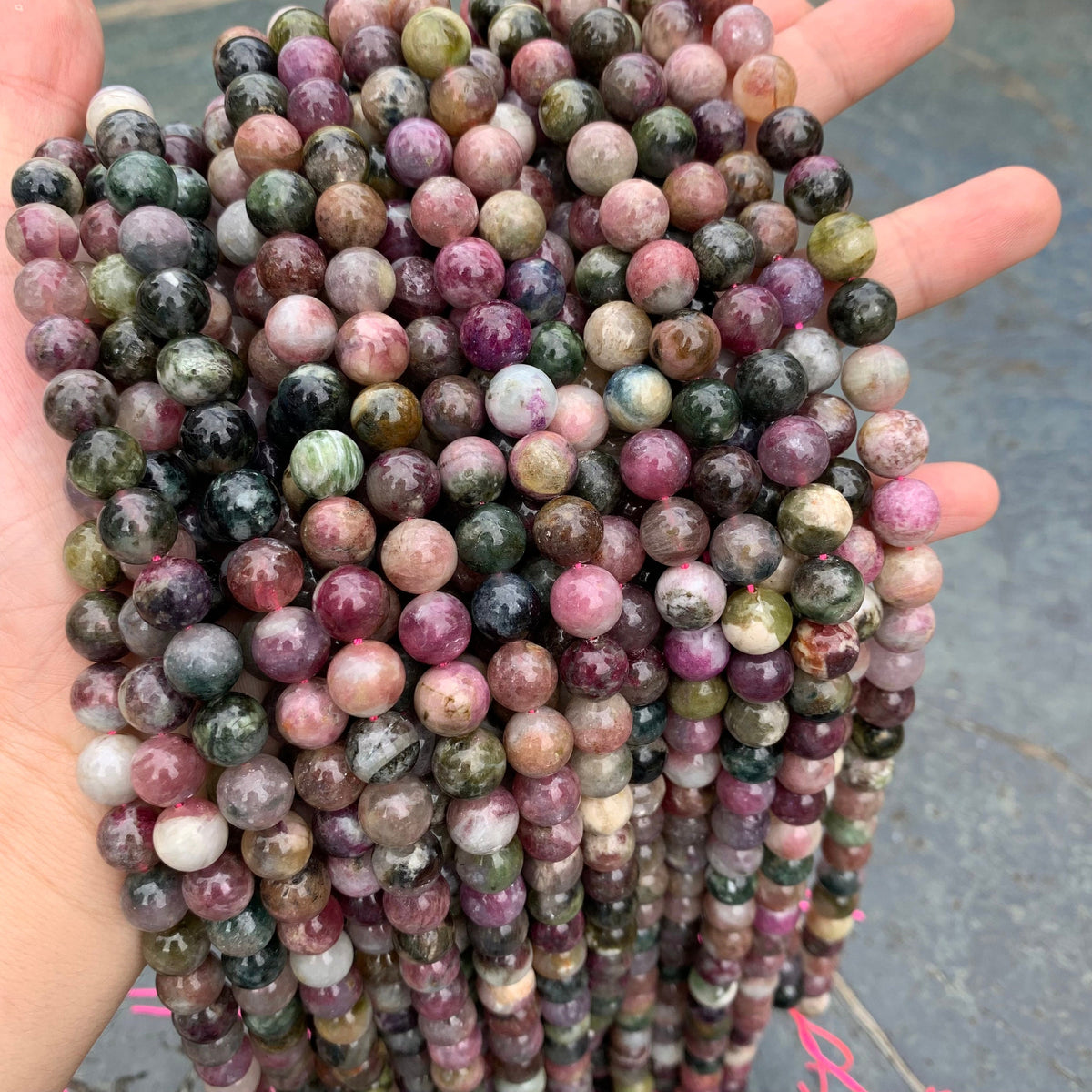 Natura Tourmaline Round Beads Bead 6mm 9mm 12mm Multi Color Tourmaline Gemstones Loose Bead for Jewelry Making 15.5 Inch Strand AAA