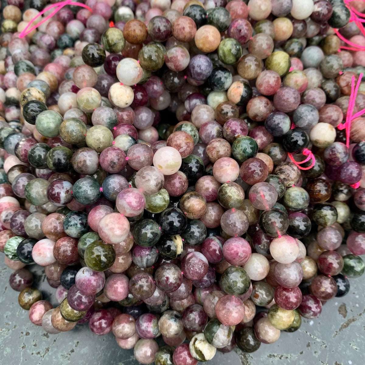 Natura Tourmaline Round Beads Bead 6mm 9mm 12mm Multi Color Tourmaline Gemstones Loose Bead for Jewelry Making 15.5 Inch Strand AAA