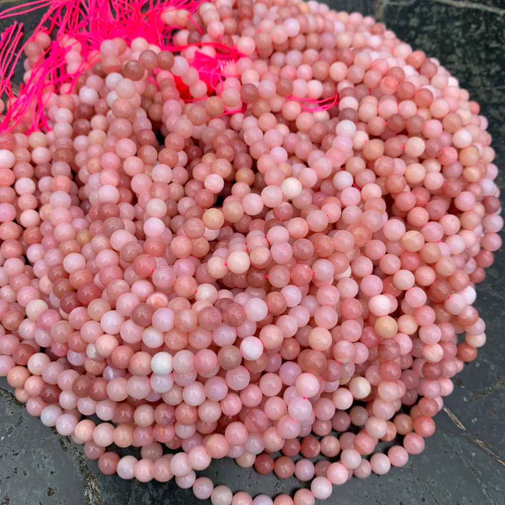 Natural Pink Opal Round Beads 6mm 8mm 10mm Gemstone Round Loose Pink Opal Stone Beads for Jewelry DIY Making Strand 15.5" Garde AAA