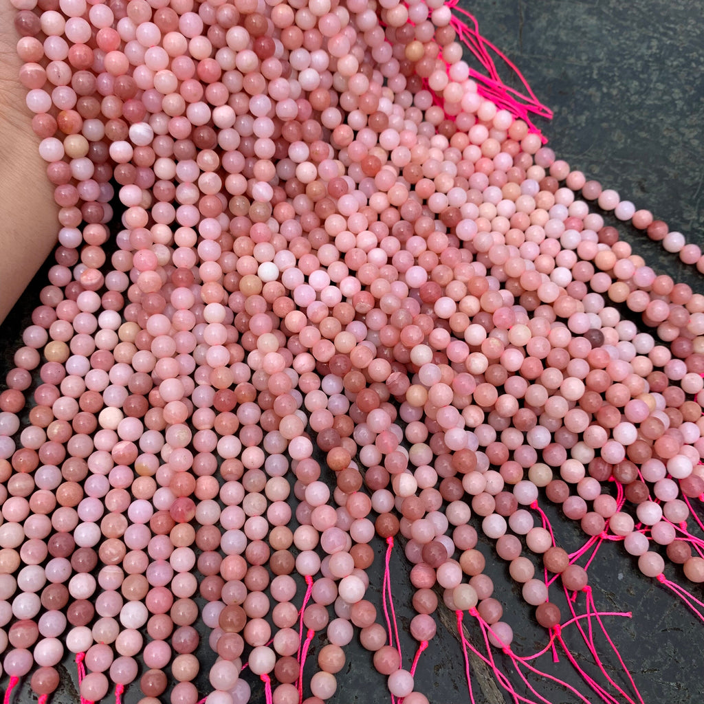 Natural Pink Opal Round Beads 6mm 8mm 10mm Gemstone Round Loose Pink Opal Stone Beads for Jewelry DIY Making Strand 15.5" Garde AAA