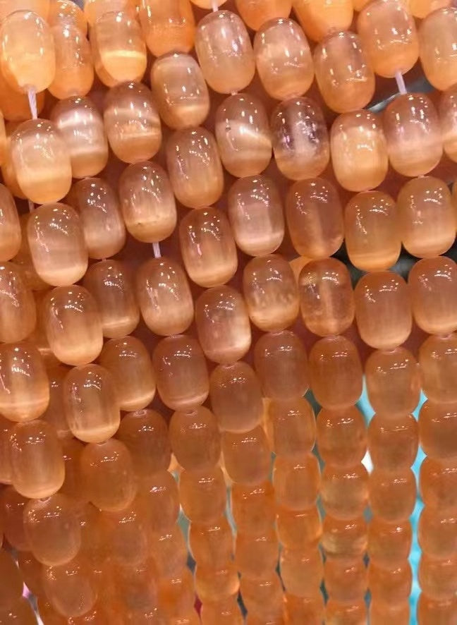 Natural Selenite Barrel Shape Bead Selenite Loose Beads Gemstone Beads Rainbow Multi Color Selenite Gemstone Loose Bead 8*12mm 15.5 Inch AAA