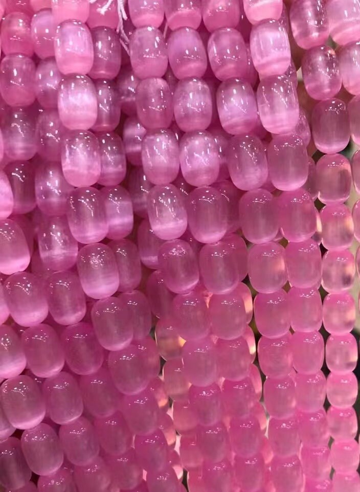 Natural Selenite Barrel Shape Bead Selenite Loose Beads Gemstone Beads Rainbow Multi Color Selenite Gemstone Loose Bead 8*12mm 15.5 Inch AAA