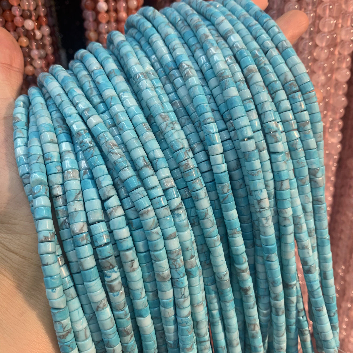 4*6 MM HeiShi Turquoise Beads Tube Shape Gemstone Loose Bead for Jewelry Bracelet DIY Making Strand 15.5" Garde AAA