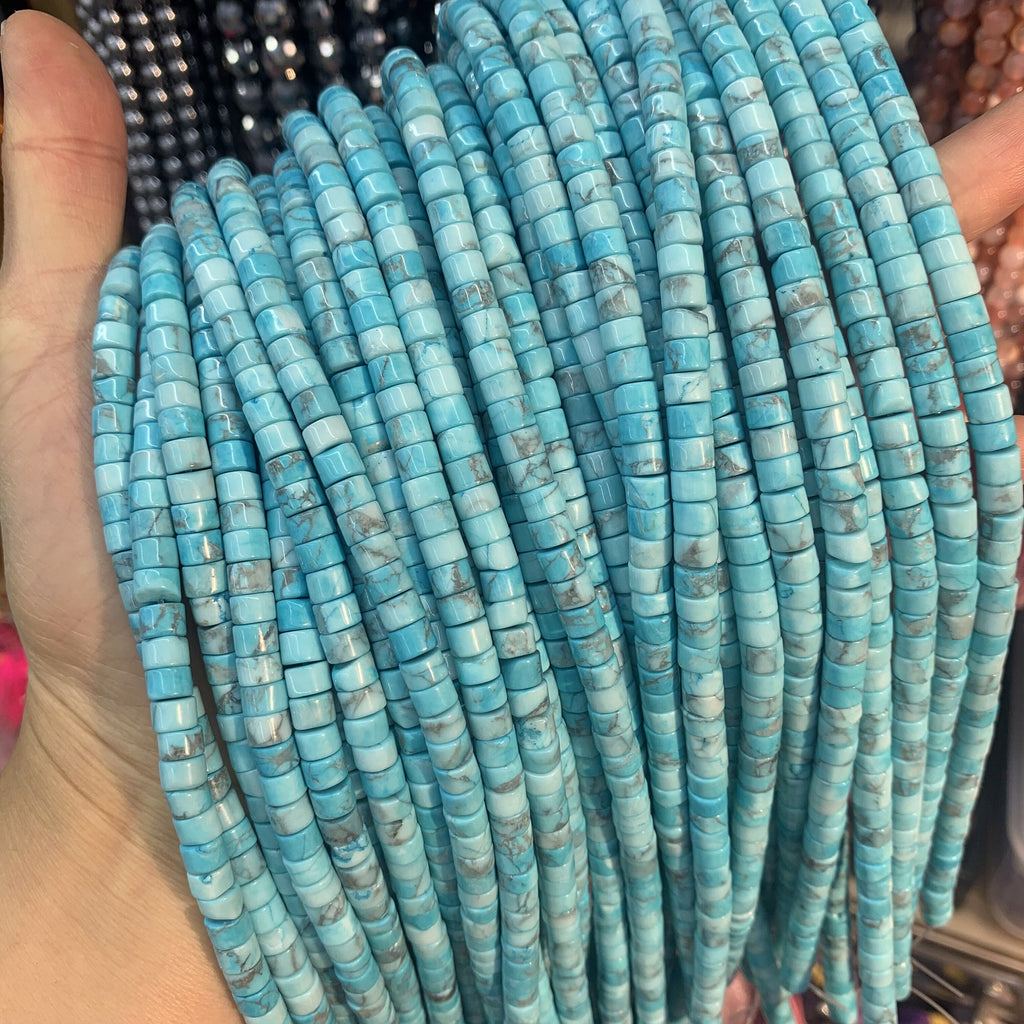 4*6 MM HeiShi Turquoise Beads Tube Shape Gemstone Loose Bead for Jewelry Bracelet DIY Making Strand 15.5" Garde AAA