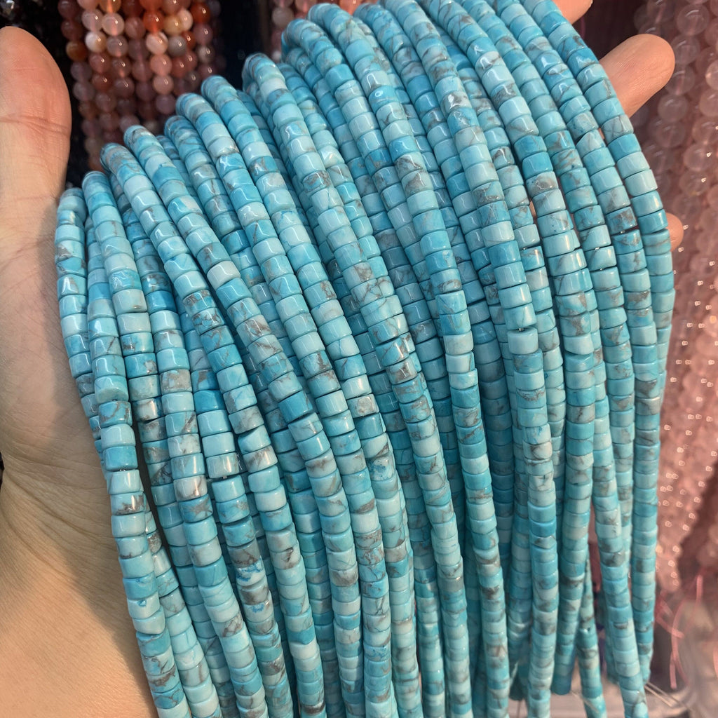 4*6 MM HeiShi Turquoise Beads Tube Shape Gemstone Loose Bead for Jewelry Bracelet DIY Making Strand 15.5" Garde AAA