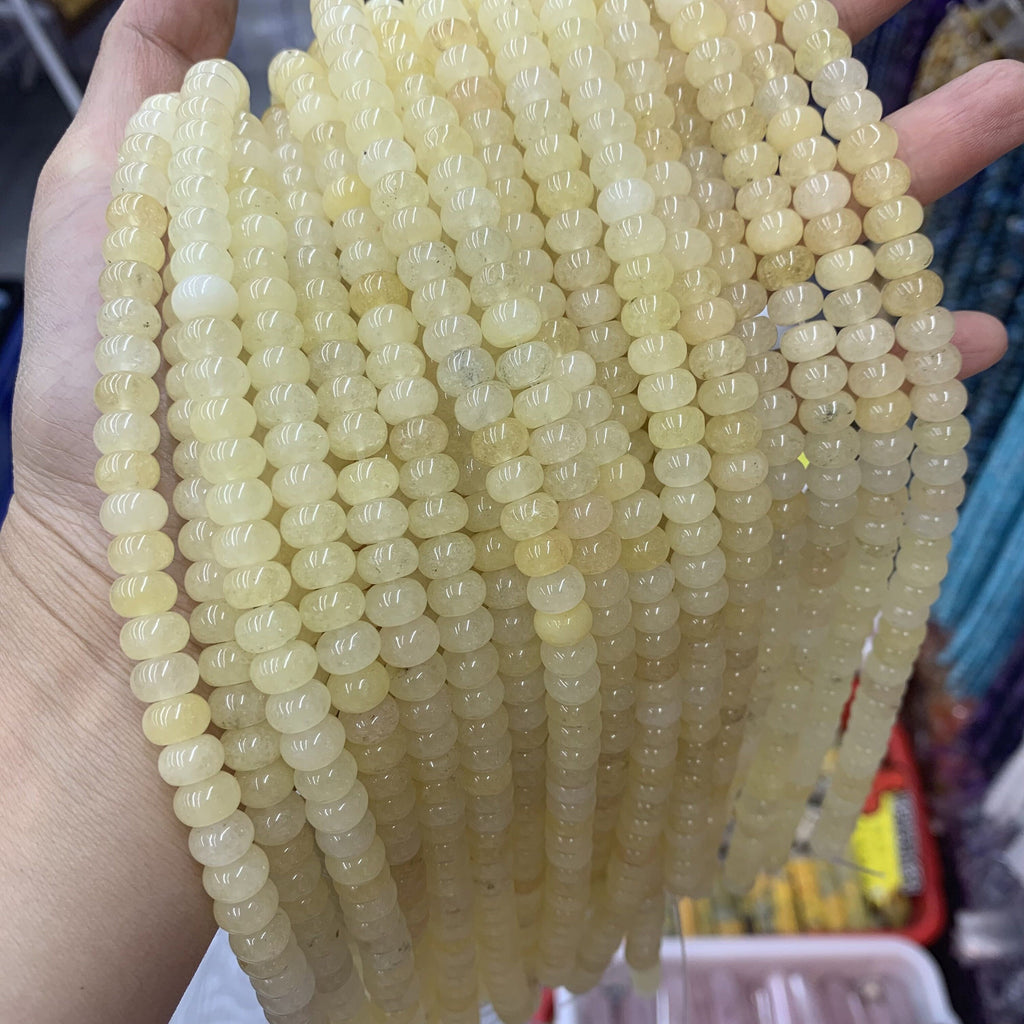 5*8 MM Natural Yellow Jade Beads Rondelle Shape Gemstone Loose Bead for Jewelry Bracelet DIY Making Strand 15.5" Garde AAA