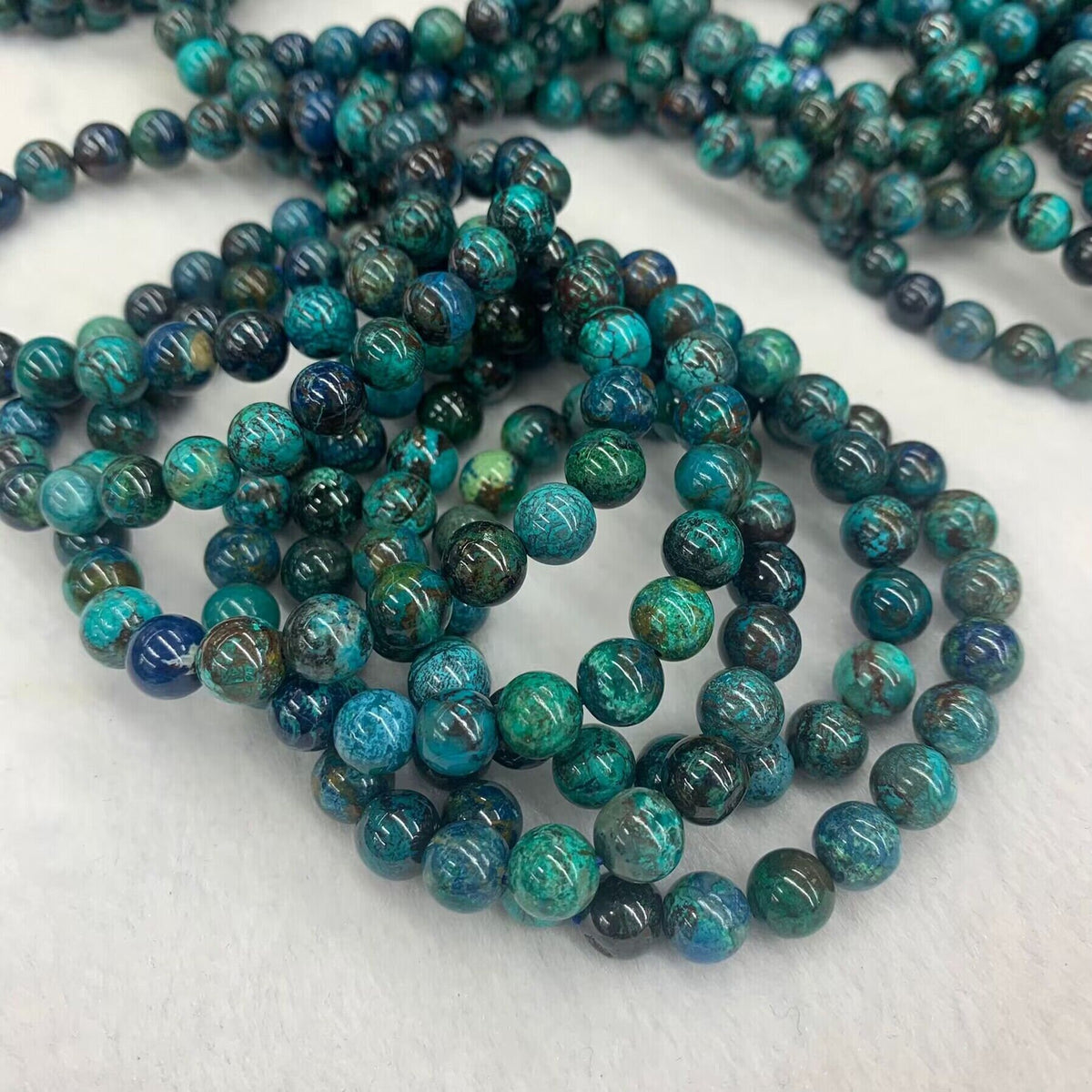 Natural Chrysocolla Round Bead 6mm 8mm 10mm Bracelet Gemstones Loose Beads AAA