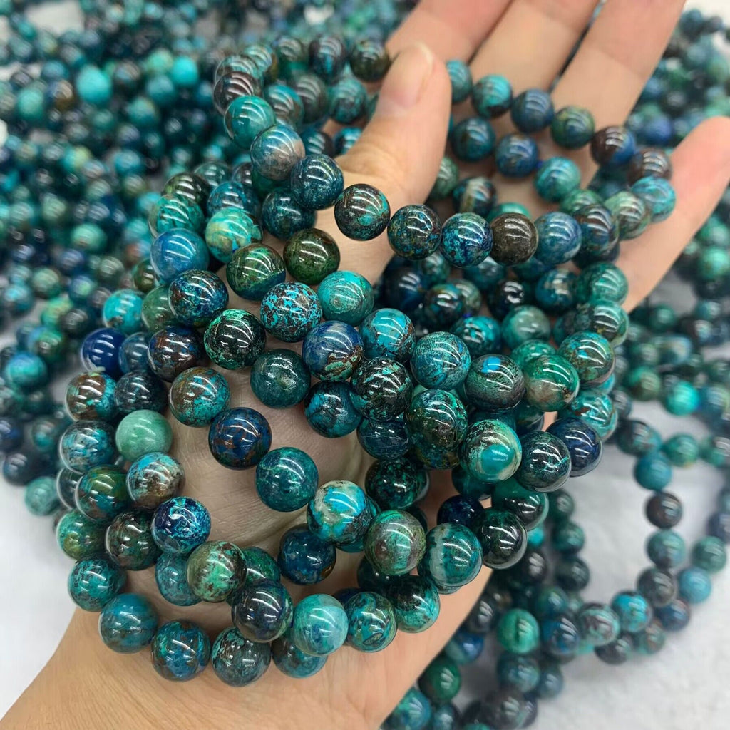 Natural Chrysocolla Round Bead 6mm 8mm 10mm Bracelet Gemstones Loose Beads AAA