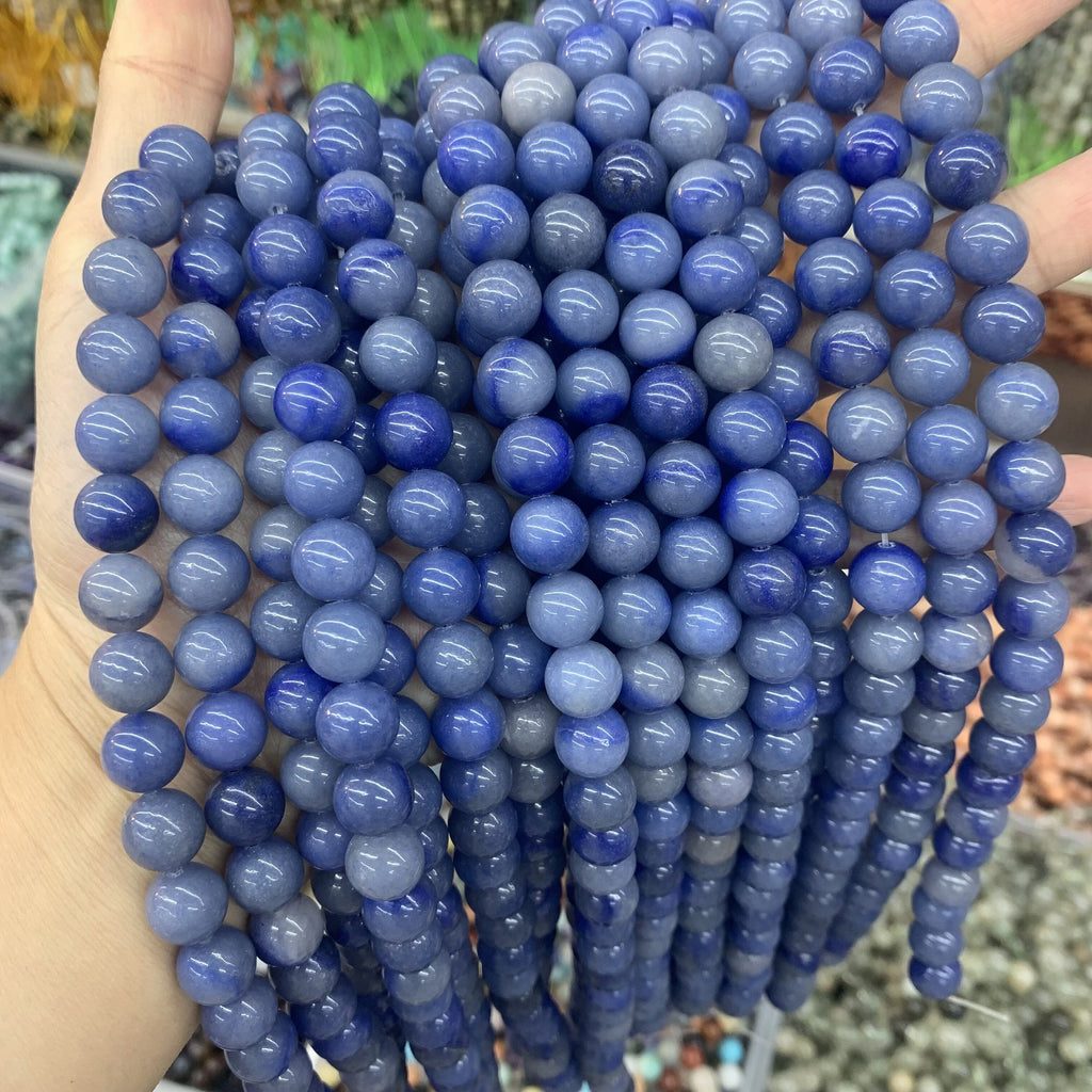 Natural Blue Aventurine Beads 6mm 8mm 10mm Blue Gemstone Round Loose Bead for Jewelry DIY Making Strand 15.5" Garde