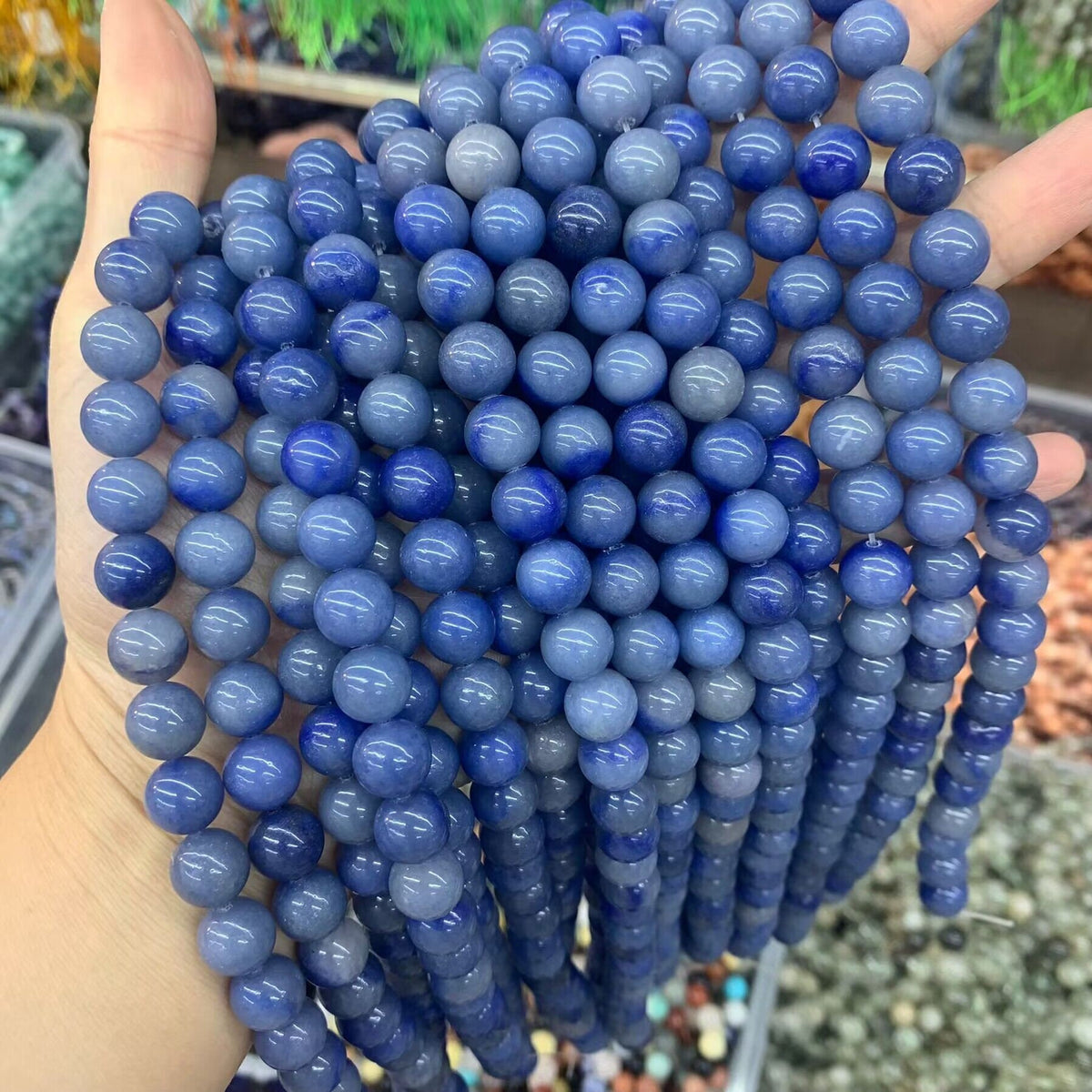 Natural Blue Aventurine Beads 6mm 8mm 10mm Blue Gemstone Round Loose Bead for Jewelry DIY Making Strand 15.5" Garde
