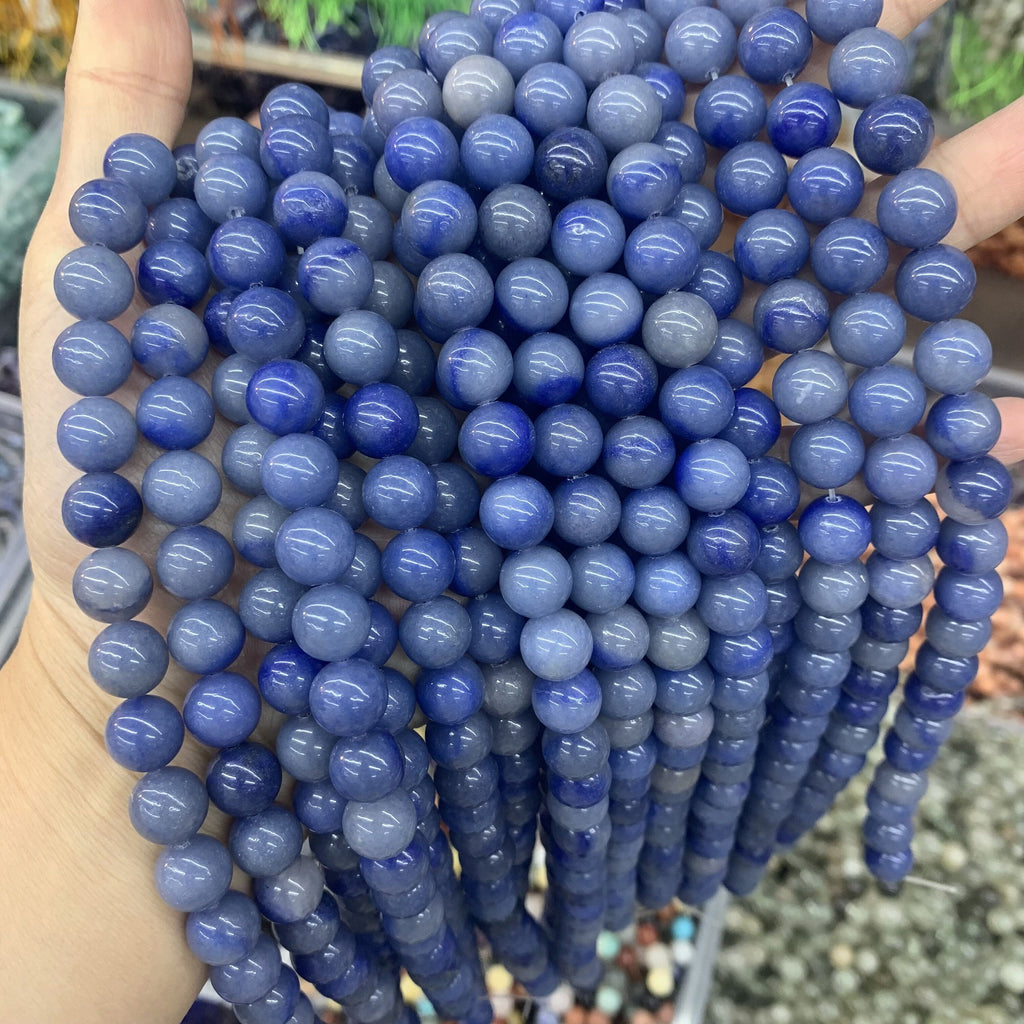 Natural Blue Aventurine Beads 6mm 8mm 10mm Blue Gemstone Round Loose Bead for Jewelry DIY Making Strand 15.5" Garde