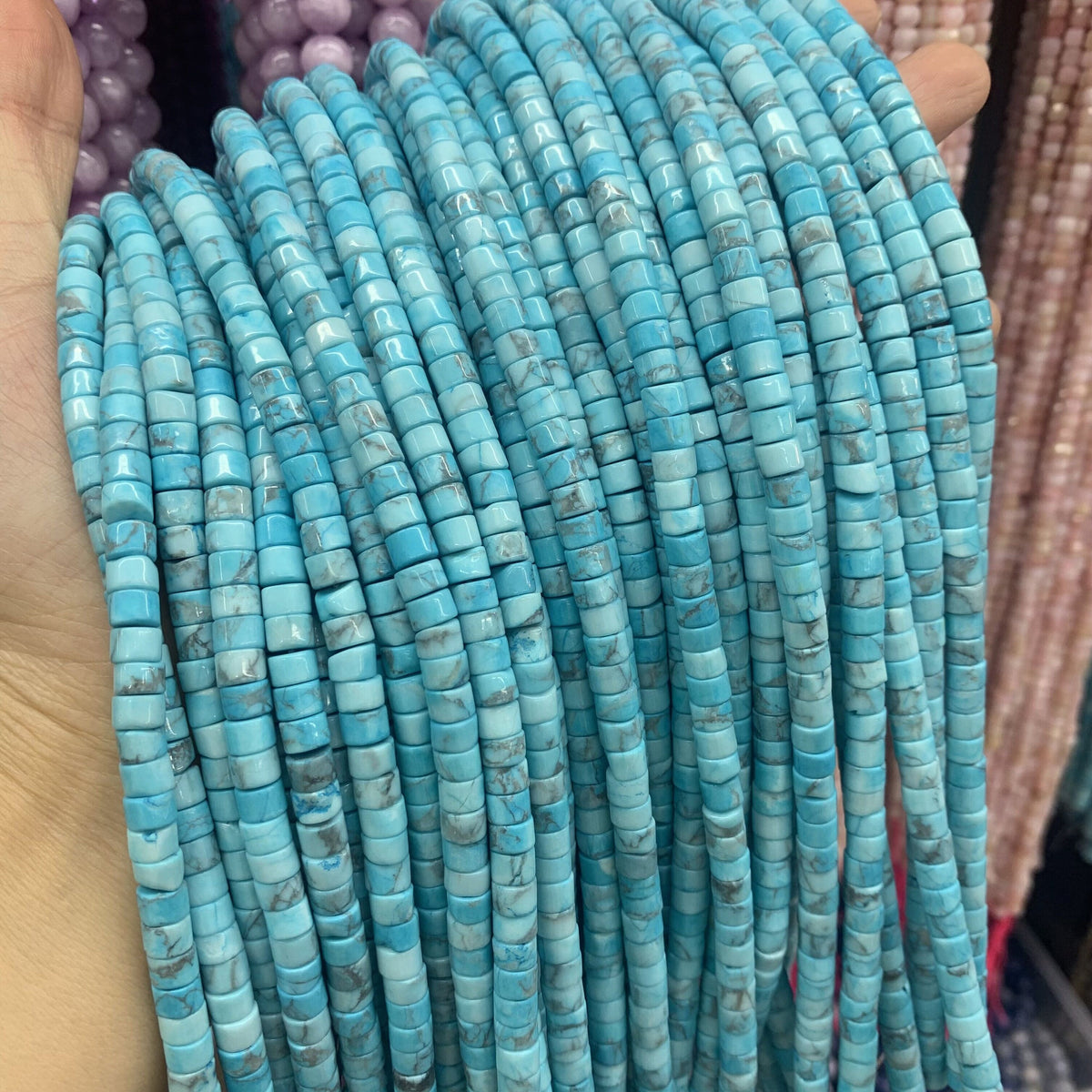 4*6 MM HeiShi Turquoise Beads Tube Shape Gemstone Loose Bead for Jewelry Bracelet DIY Making Strand 15.5" Garde AAA
