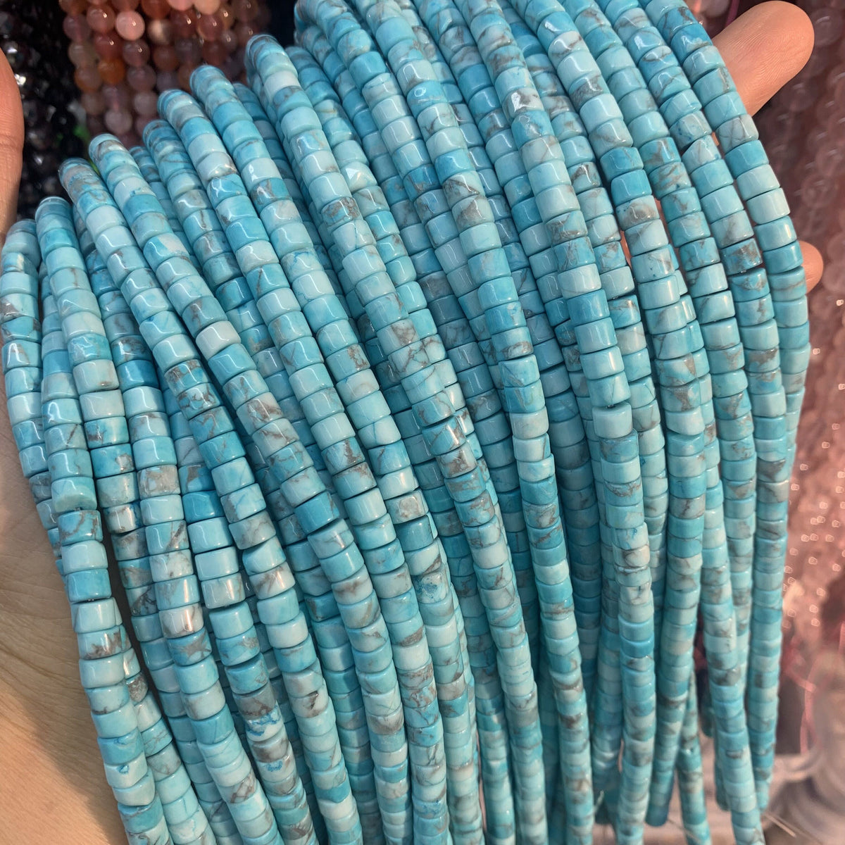 4*6 MM HeiShi Turquoise Beads Tube Shape Gemstone Loose Bead for Jewelry Bracelet DIY Making Strand 15.5" Garde AAA