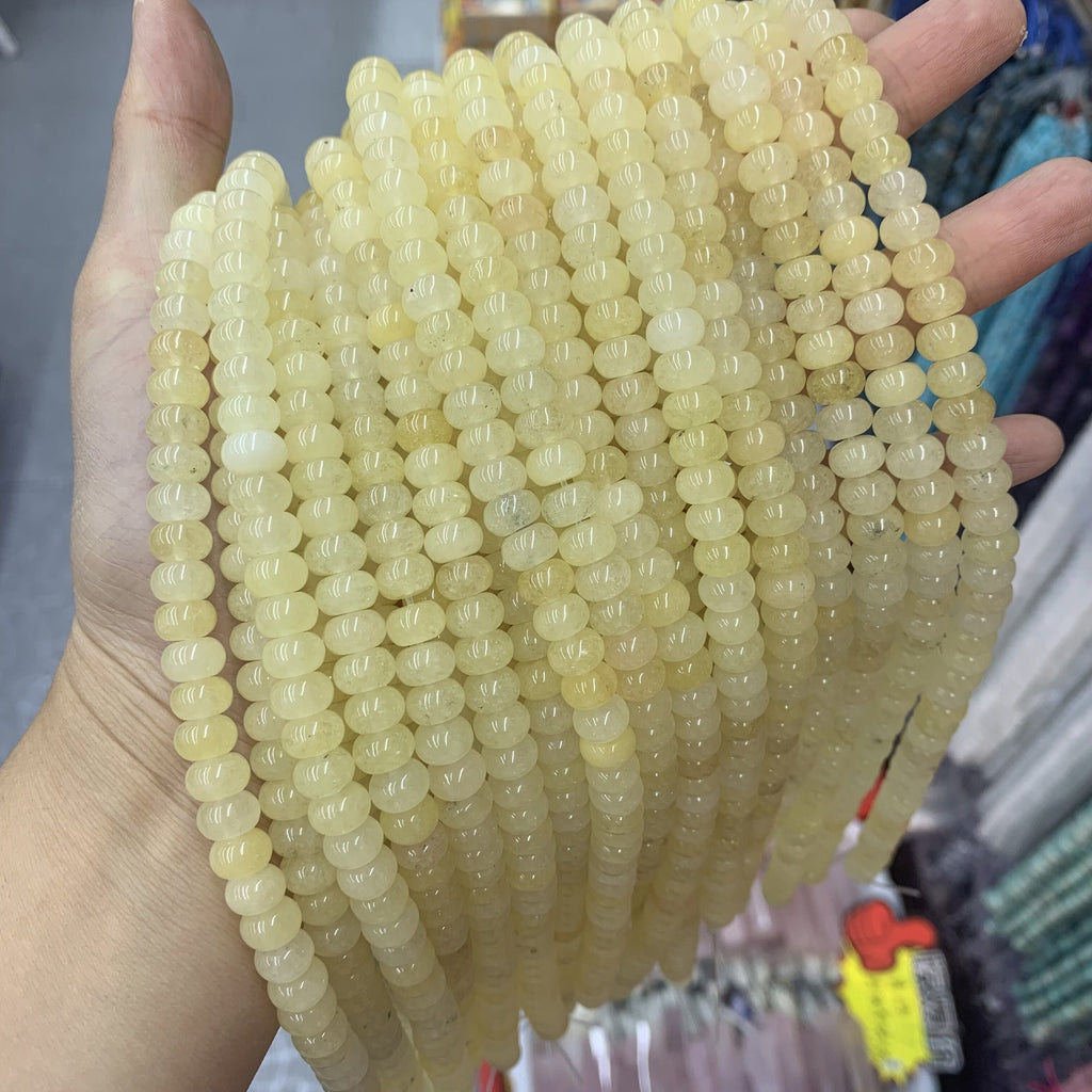 5*8 MM Natural Yellow Jade Beads Rondelle Shape Gemstone Loose Bead for Jewelry Bracelet DIY Making Strand 15.5" Garde AAA