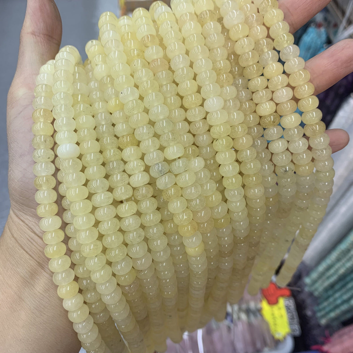 5*8 MM Natural Yellow Jade Beads Rondelle Shape Gemstone Loose Bead for Jewelry Bracelet DIY Making Strand 15.5" Garde AAA