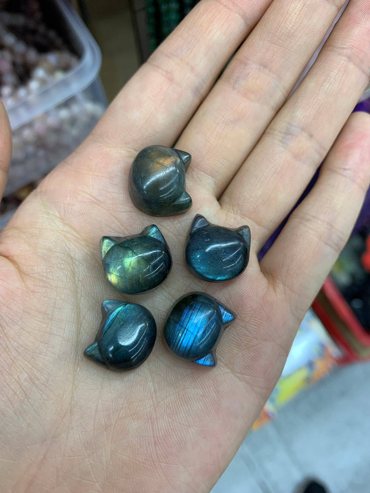 Labradorite Carved Cat Gemstone Heart Shape Pendant 1PC Labradorite Carved,Healing Stone ,Healing Crystal, Crystal Gift