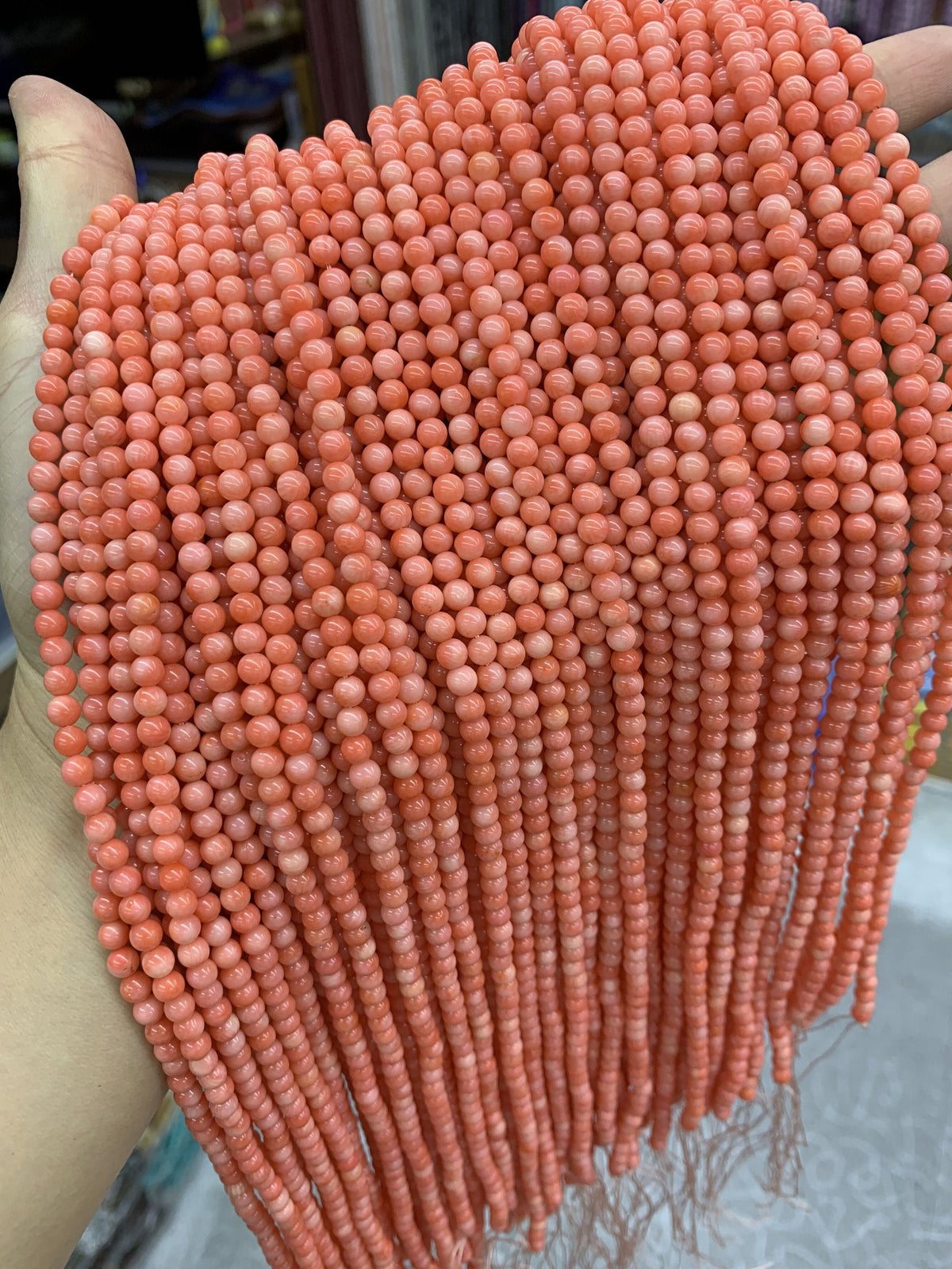 Pink Coral Round Beads 4mm Gemstone Round Loose Pink Gemstone Pink Semi Precious Beads for Jewelry DIY Making Strand 15.5"