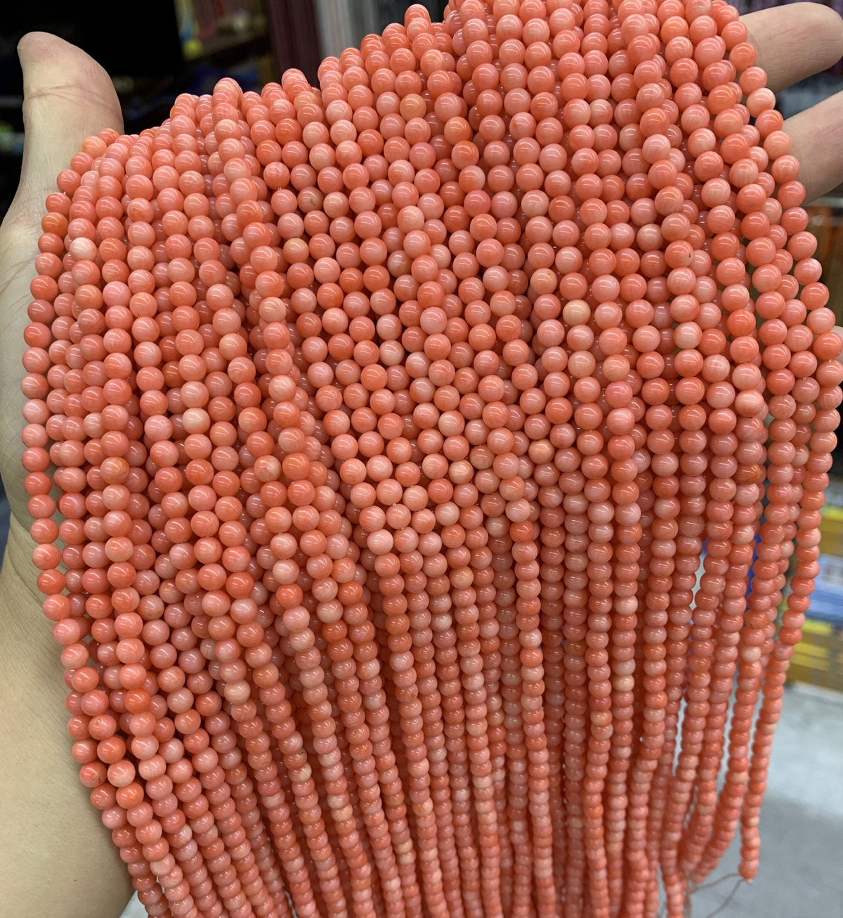 Pink Coral Round Beads 4mm Gemstone Round Loose Pink Gemstone Pink Semi Precious Beads for Jewelry DIY Making Strand 15.5"
