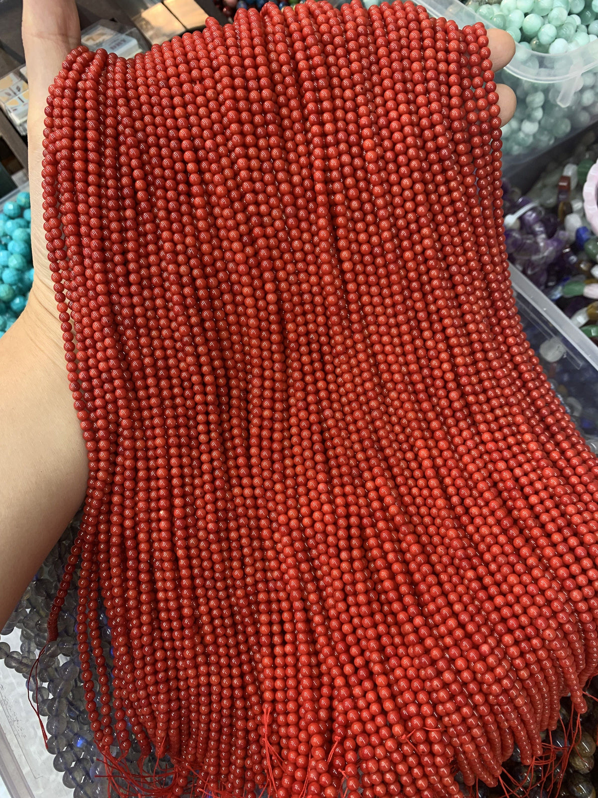 Red Coral Round Beads 2mm 3mm 4mm Gemstone Round Loose Red Gemstone Pink Semi Precious Beads for Jewelry DIY Making Strand 15.5"