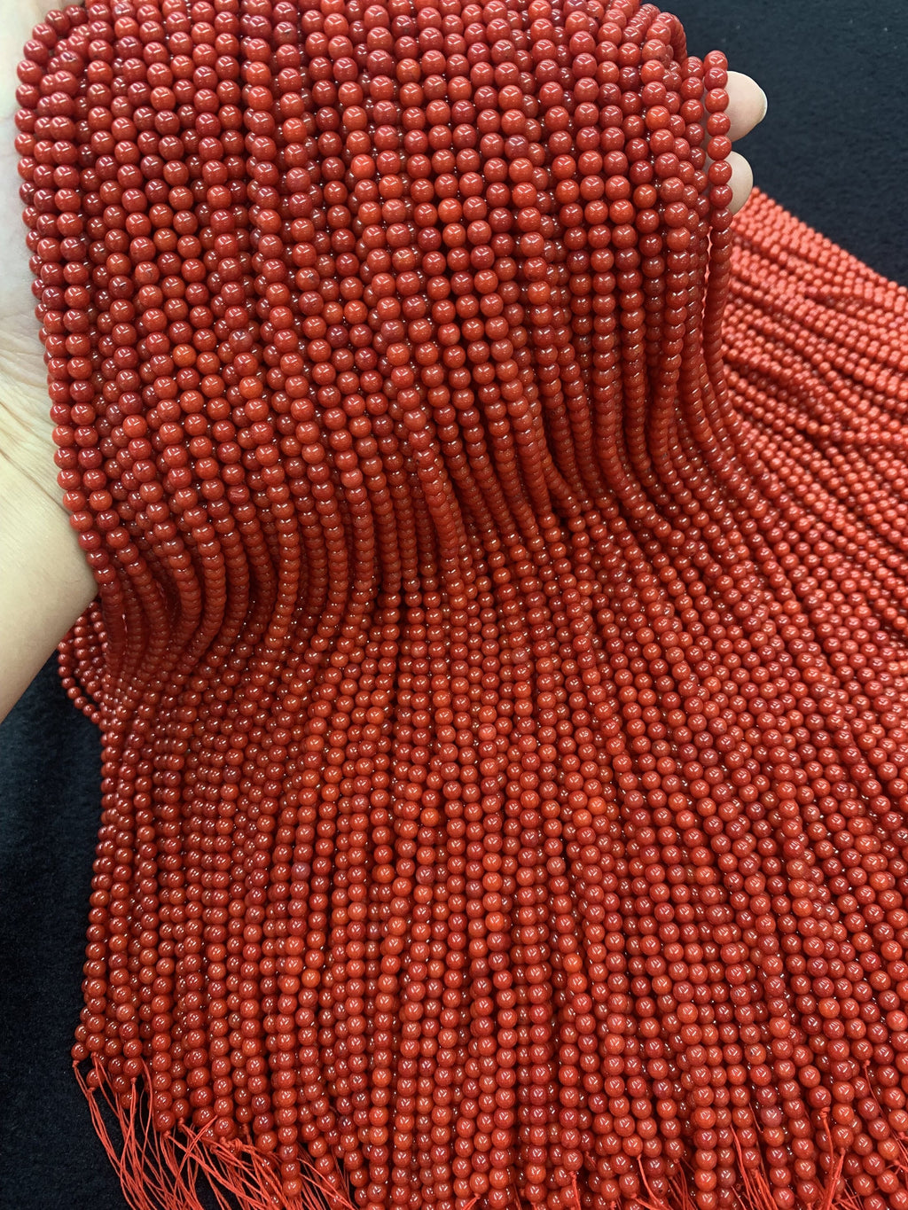 Red Coral Round Beads 2mm 3mm 4mm Gemstone Round Loose Red Gemstone Pink Semi Precious Beads for Jewelry DIY Making Strand 15.5"