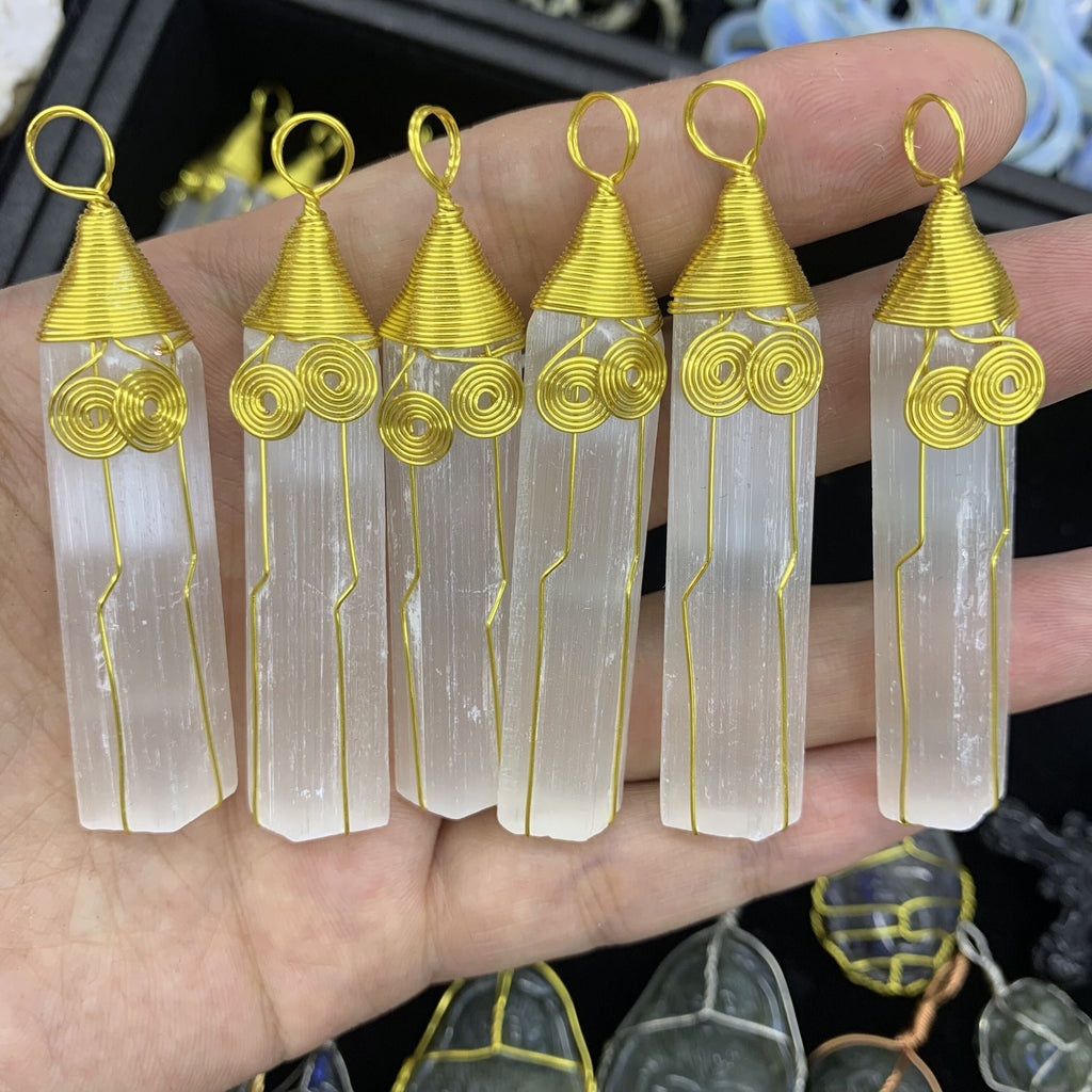 Natural Selenite Pendant White Selenite Pendant Crystal Pendant Healing 1PC