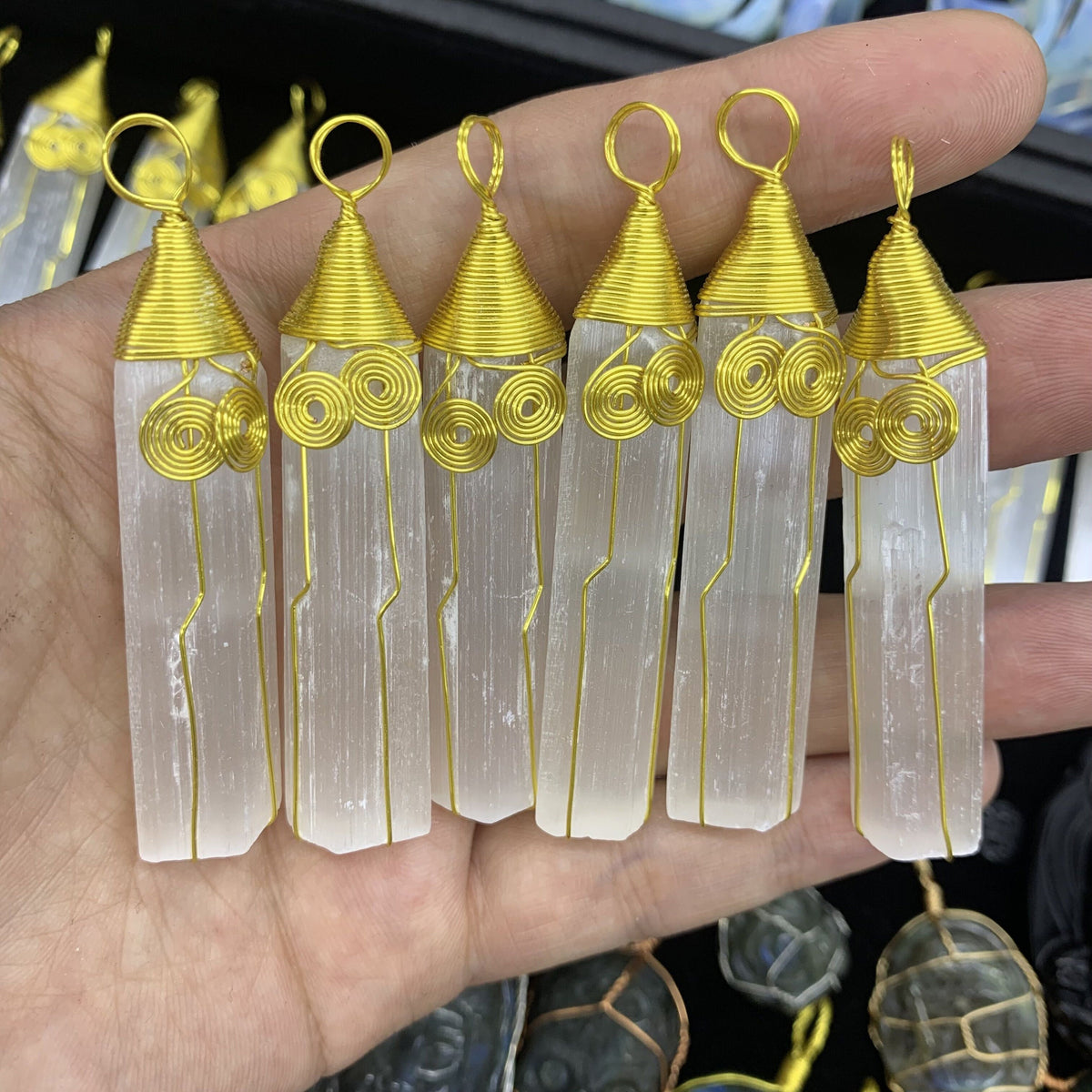 Natural Selenite Pendant White Selenite Pendant Crystal Pendant Healing 1PC