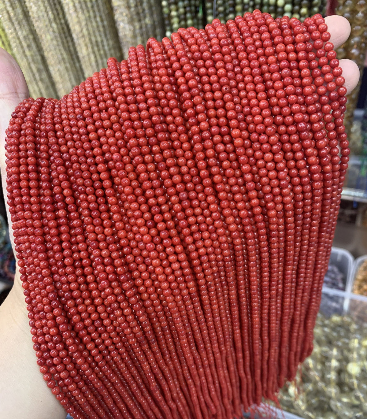 Red Coral Round Beads 2mm 3mm 4mm Gemstone Round Loose Red Gemstone Pink Semi Precious Beads for Jewelry DIY Making Strand 15.5"
