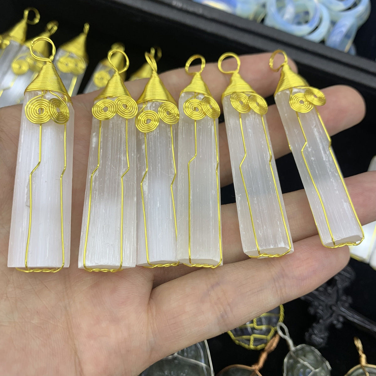 Natural Selenite Pendant White Selenite Pendant Crystal Pendant Healing 1PC