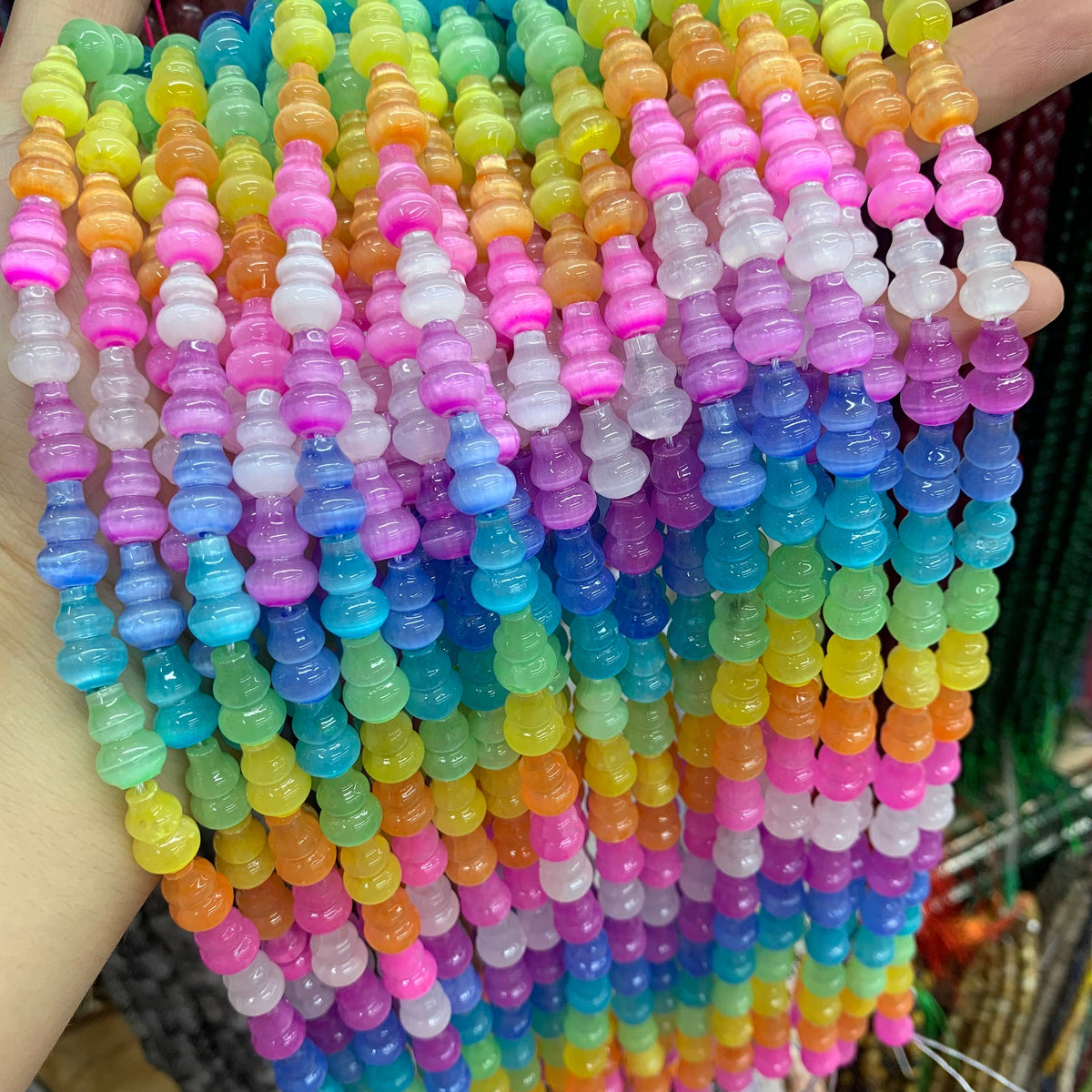 Natural Selenite Gourd Shape Bead Selenite Loose Beads Gemstone Beads Rainbow Multi Color Selenite Gemstone Loose Bead 8*12mm 15.5 Inch AAA