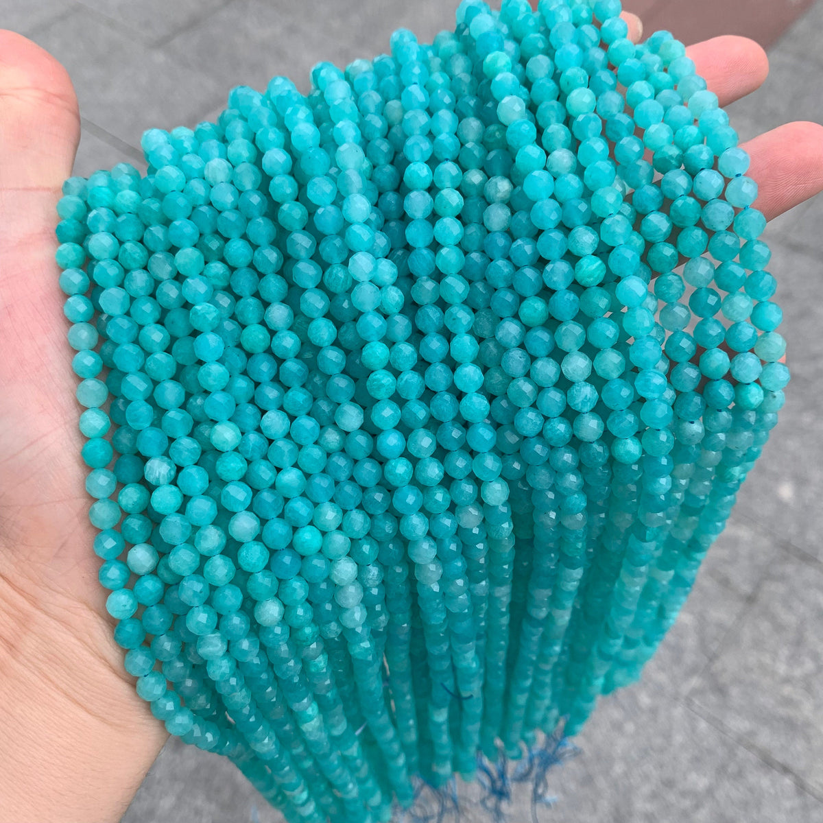 Natural Micro Amazonite Round Facted Beads Amazonite Beads 5mm Amazonite Gemstones Loose Beads for Jewelry Making 15.5 Inch Strand AAA
