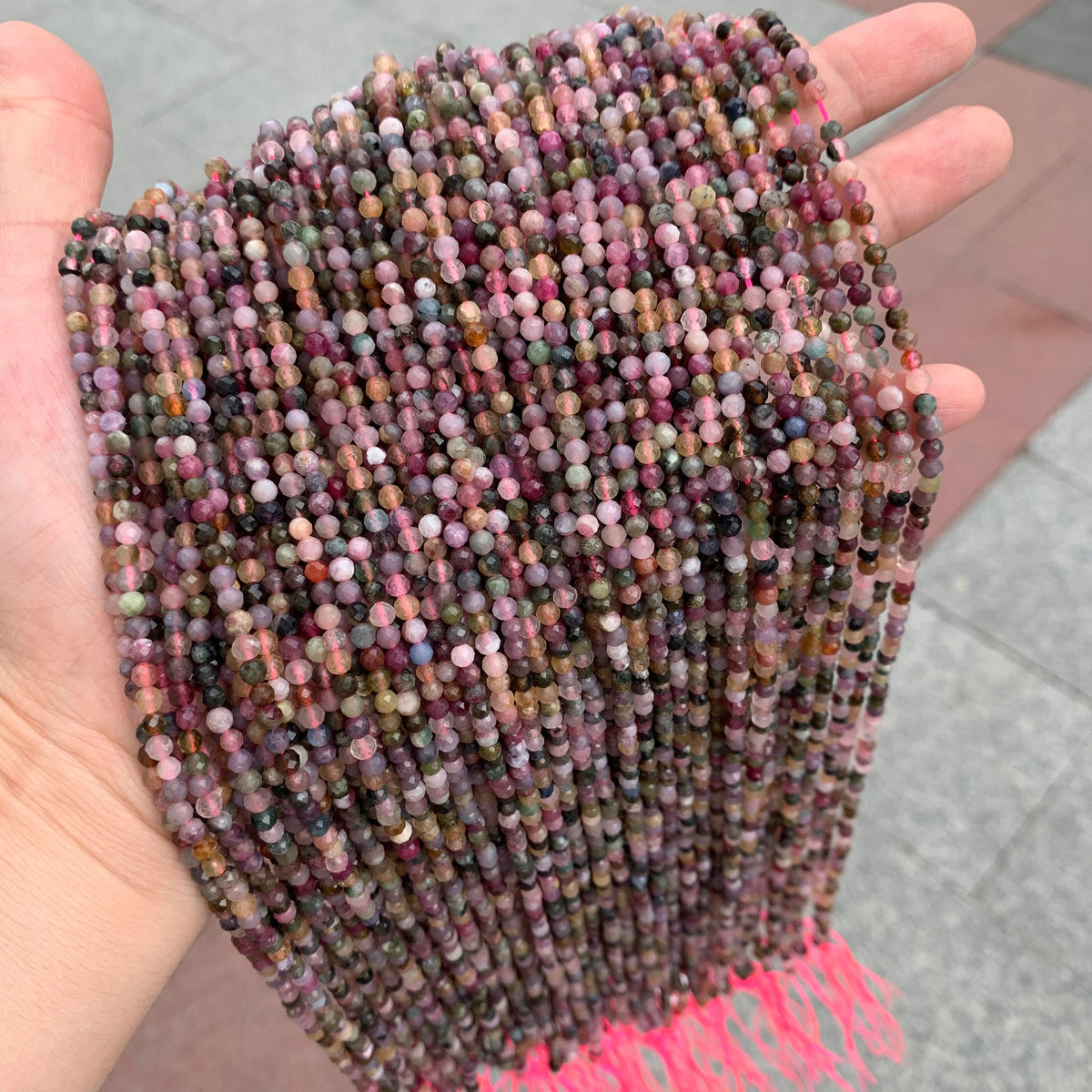 Natura Tourmaline Faceted Beads Micro Round Bead 3.5mm Tourmaline Gemstones Loose Bead for Jewelry Making 15.5 Inch Strand AAA