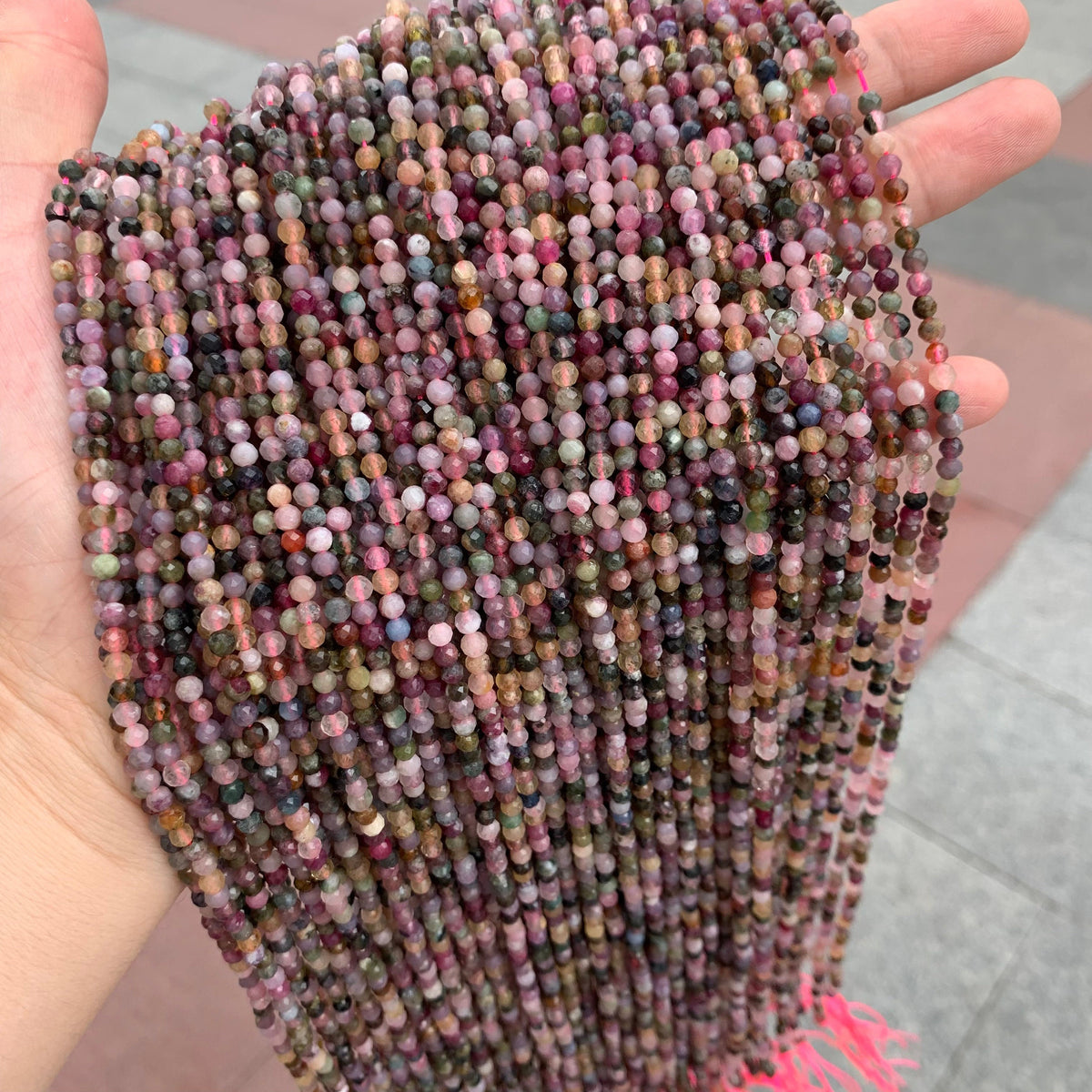 Natura Tourmaline Faceted Beads Micro Round Bead 3.5mm Tourmaline Gemstones Loose Bead for Jewelry Making 15.5 Inch Strand AAA