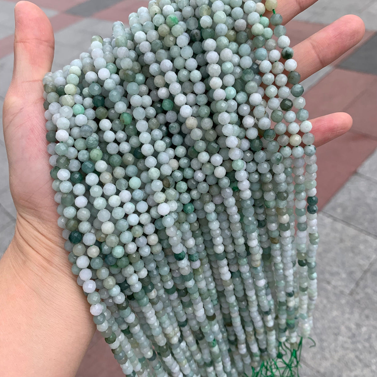 Natural Micro Jade Round Facted Beads Jade Beads 5mm Jade Gemstones Loose Beads for Jewelry Making 15.5 Inch Strand AAA