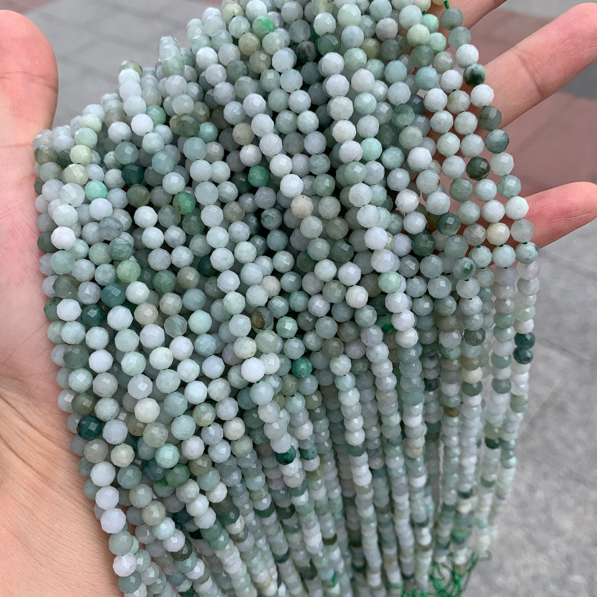 Natural Micro Jade Round Facted Beads Jade Beads 5mm Jade Gemstones Loose Beads for Jewelry Making 15.5 Inch Strand AAA
